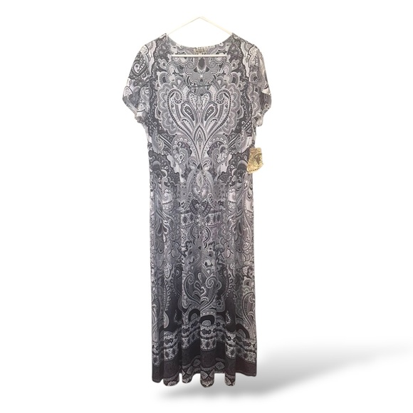 NWOT One World Micro Jersey Tulip Sleeve Maxi Dress - Picture 4 of 5